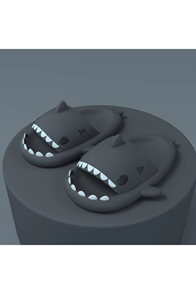 ADLUMUS Slippers for girls and boys, shark design / baby shark, BLACK, 28-29 EU