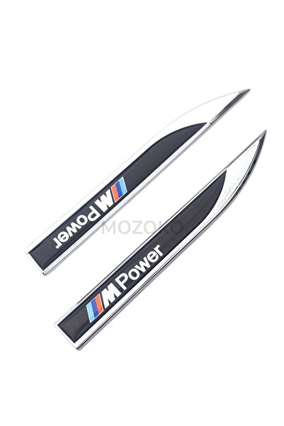 MOZOKO Yüksek Kaliteli BMW M Power Logolu 3D Metal Krom Çamurluk Üstü Yan Amblem Seti – 2 Adet