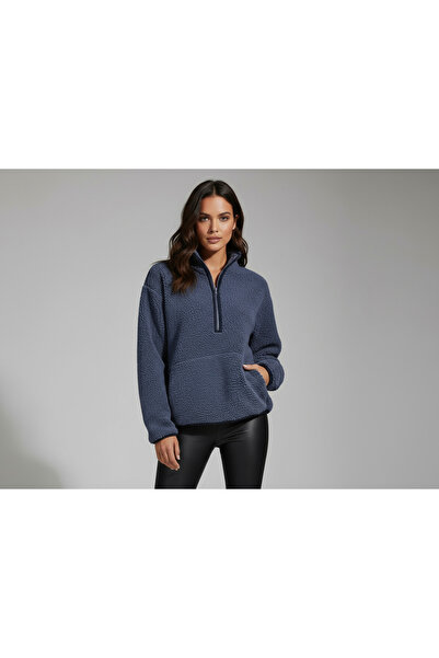 Grenj Fashion Indigo Plush Knitted Sports Sweatshirt