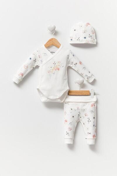 by bubbles Flower Print Double-Breasted Baby Girl Set