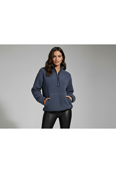 Grenj Fashion Indigo Plush Knitted Sports Sweatshirt