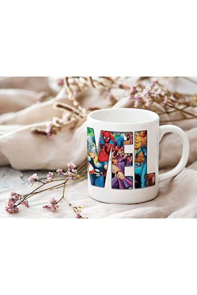 Beramussa كوب بتصميم نصي من مارفل – كوب مخصص بتصميم حروف شخصيات مارفل مطبوع