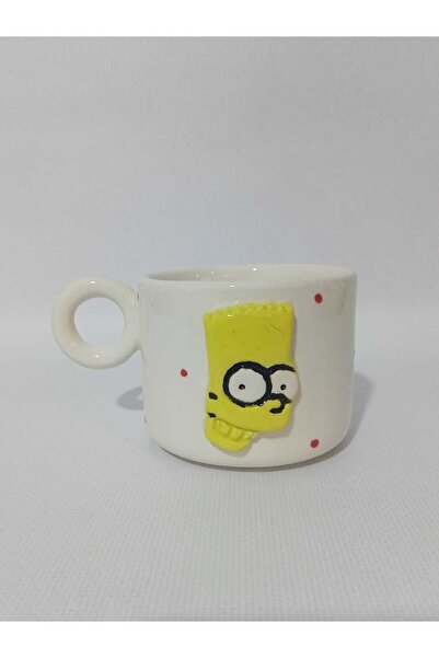 Zümrüdüanka Seramik كوب سيراميك مصنوع يدويًا منقوش بشخصية بارت سيمبسون