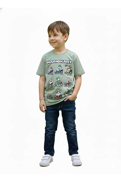 MEYİCA تي شيرت قطني للأولاد من ماريو كارت مطبوع