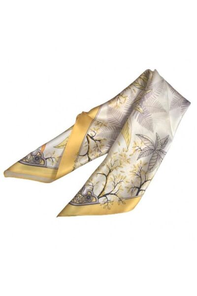 OMG Esarfa de matase naturala, 53x53 cm, imprimeu multicolor