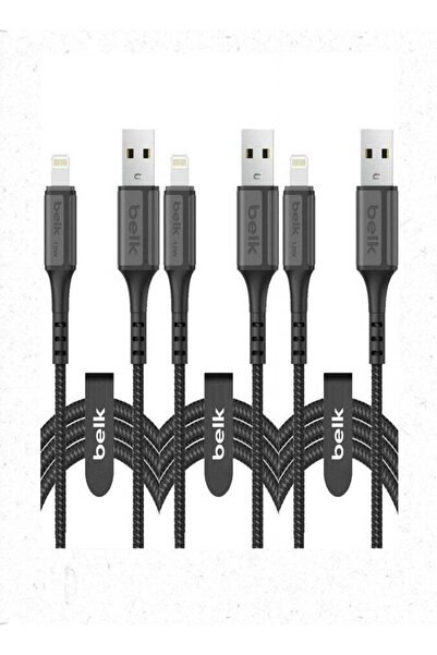 Belk مجموعة Belkin القيمة - 3 كابلات شحن iPhone Lightning، بطول 1.2 متر