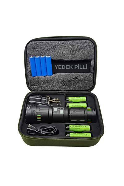 farissu OR-G601 200W Lazer LED El Feneri + Yedek Pil Seti - Powerbank Özellik...