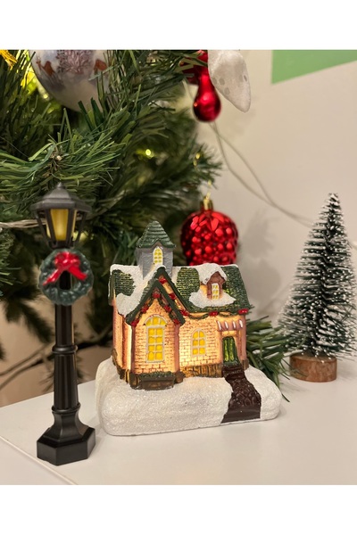 FloresDeCarnaval Mini Işıklı Yılbaşı Ev & Çam Ağacı & Sokak Lambası Dekor Seti