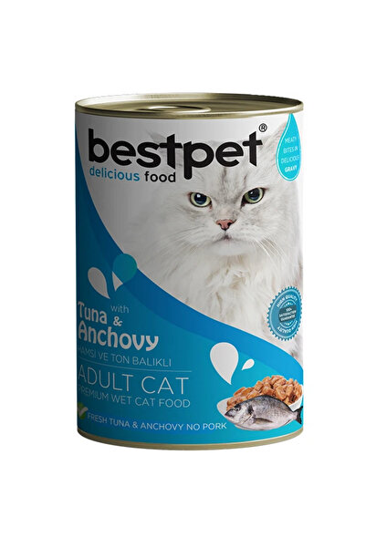 Bestpet Ton Balıklı ve Hamsili Gravy Yetişkin Konserve Kedi Maması 1 Adet-400 Gr