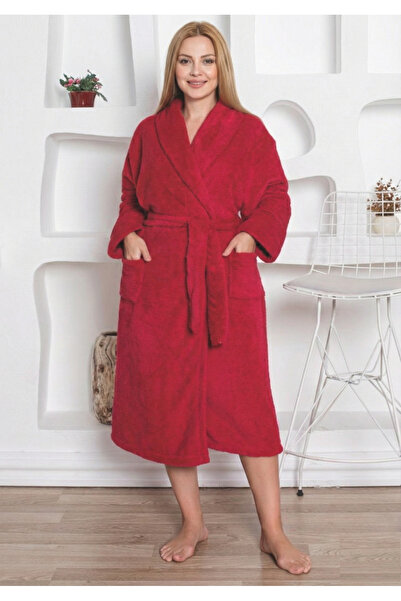 embody Ladies' dressing gown, cocolino soft-polar, fluffy, with drawstring, red 9000