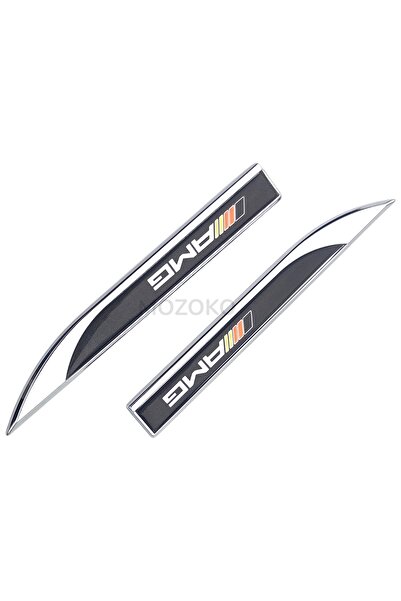 MOZOKO Yüksek Kaliteli Mercedes AMG Alman Uyumlu 3D Metal Krom Çamurluk Üstü Yan Amblem Seti – 2 Adet