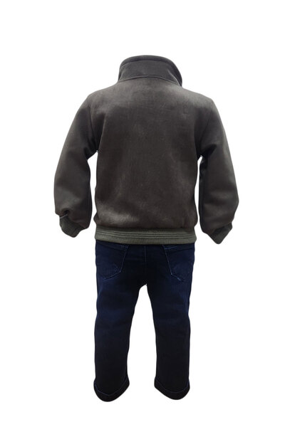 fantasialand Compleu jacheta baieti 3 piese, HTCB 112, culoare maro-bleumarin