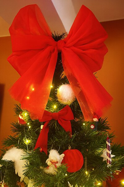 Fashionhaine.ro Christmas tree topper decoration bow for door or wall