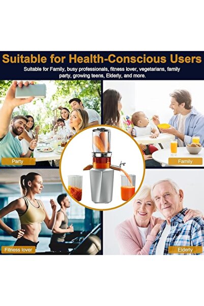 OEM Fyenkfar Silver Cold-Press Juicer, 250W, Polycarbonate, Iron Gray, BPA Free