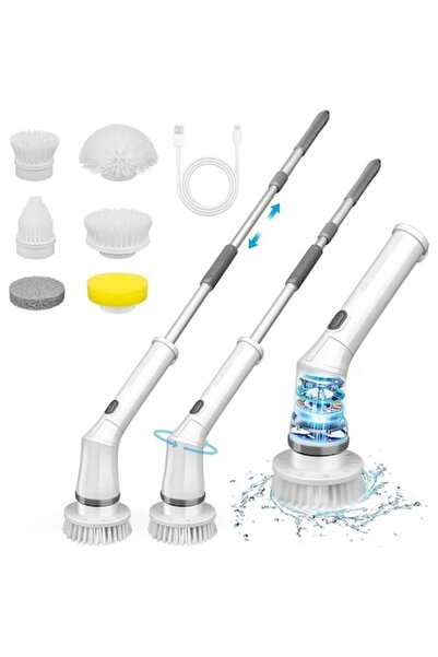 OEM Highsam electric scrubber - 6 interchangeable heads, 180° adjustable, 2 speeds, telescopic handle