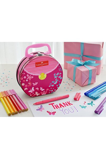 Generic Faber-Castell 33-Piece Soft Fiber Tip Coloring Pens in Football Design Handbag - Multicolor