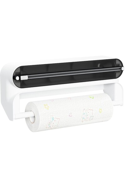 OEM Quasziwa 2-in-1 Kitchen Dispenser for Cling Film, Paper Towel & Aluminum Foil, ABS, 37.2x8.2 cm