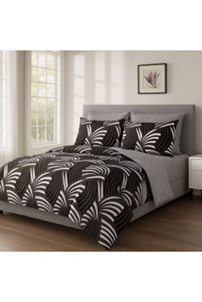 Casa Pucioasa Cotton Finet Bedding Set, 6 Pieces – Black and Gray Abstract, Modern, Elegant