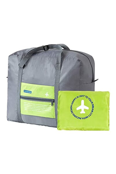 Generic Foldable travel bag, gray and green, 45x34x20 cm, lightweight, airplane design, for travel and trips