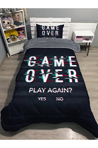 yok yok evim eve dair her şey Welsoft Fluffy Double-Sided Play Game Patterned Single Quilt Sleeping Set
