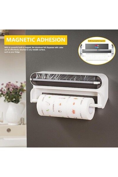 OEM Quasziwa 2-in-1 Kitchen Dispenser for Cling Film, Paper Towel & Aluminum Foil, ABS, 37.2x8.2 cm