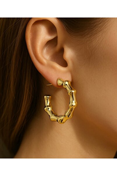 mibrillo Gold bone model ring earrings