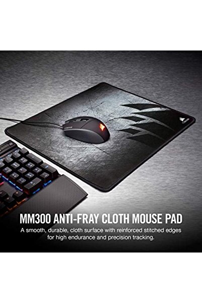 Corsair MM300 Gaming Mouse Pad - Medium, Black Cloth/Rubber