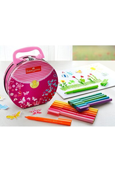 Generic Faber-Castell 33-Piece Soft Fiber Tip Coloring Pens in Football Design Handbag - Multicolor