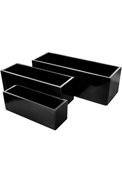 Generic GRP Pots Rectangular GRP Pot 90x30x30cm Modern Durable Outdoor Black Planter Box