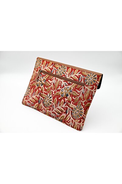karenzi Artisan Genuine Leather & Kalamkari Laptop Sleeve | 14-inch Magnetic Flap Portfolio