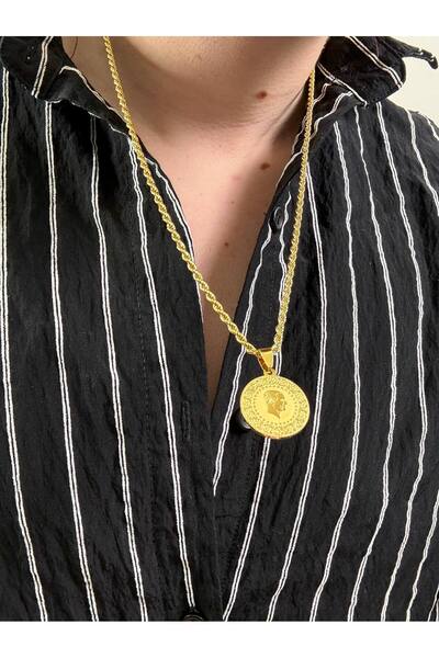 Arvens Men's Gold Chain Stainless Steel Necklace Does Not Lose Color Does Not Fade Unisex Does Not Fade Can Be Combined