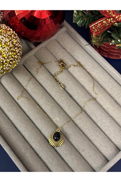 Idarosa Concept Minimal Hayalet Zincirli, Doğal Taşlı, Yuvarlak Güneş Semboll...