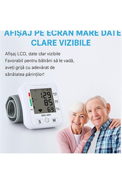 7LIFE Blood Pressure Monitor, dual, LCD screen, adjustable cuff 22-32 cm, 90 memories, white
