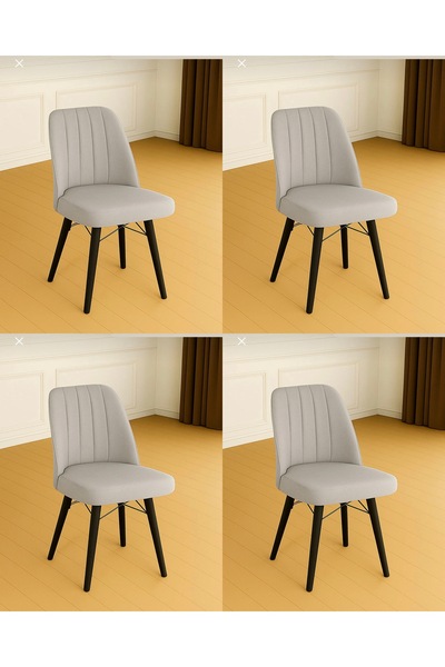 Yonga Tekstil Karegold Mutfak Sandalyesi 4 Adet Siyah Metal Ayaklı