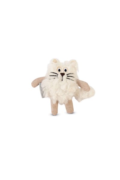 Beeztees Yzlal Cat Toy, Cat, Plush, (222811) White, 15X10X3Cm