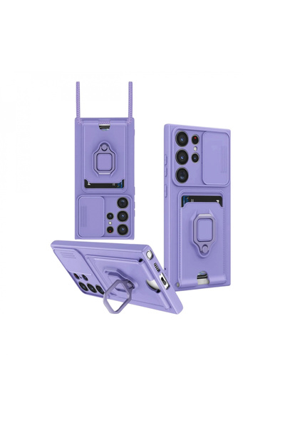 HarmonyAura حافظة سامسونج جالاكسي S25 الترا من السيليكون مع بطاقة زيوما وحلقة - ليلك