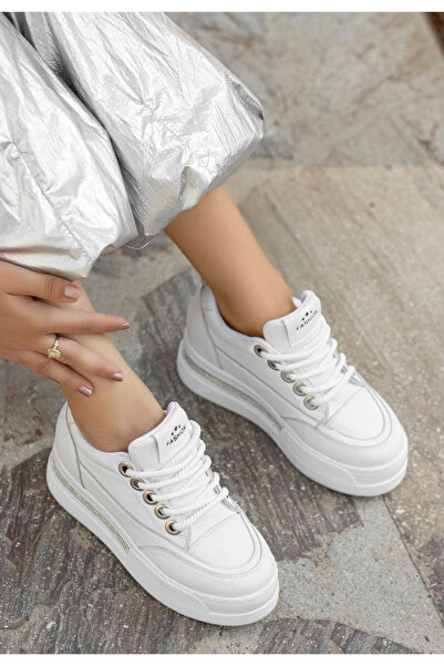ZENGEZUR MALL Drnds Lulu White Leather Lace-Up Sneakers (223102) (Size: 36)