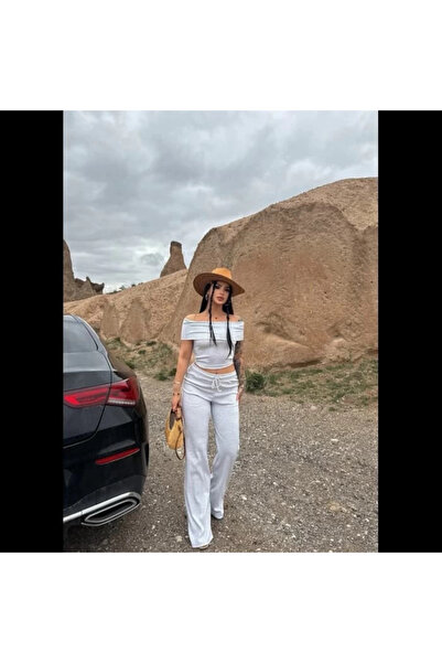 ZENGEZUR MALL Drnds Madonna Collar Wide Leg Pants Suit Gray (220824) (Size: L)