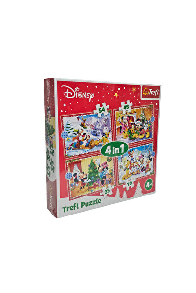 OEM Mickey Mouse, Goofy, Donald Duck Christmas themed puzzle, 4 in 1, 28x28 cm educational game packaging