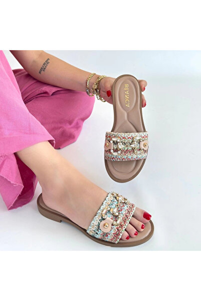 ZENGEZUR MALL Drnds Gonne Colorful Straw Woven Slippers (221602) (Size: 37)