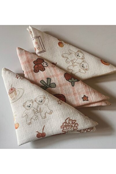 DillyDally مناديل مبللة للفم من الموسلين، 3 قطع - 100% قطن - منقوشة (25×25 سم)