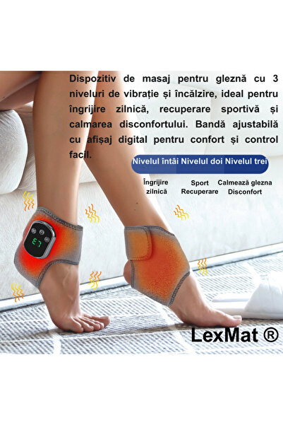 LexMat Ankle Massager with Heating – Ankle Massage Device, Vibration Therapy and