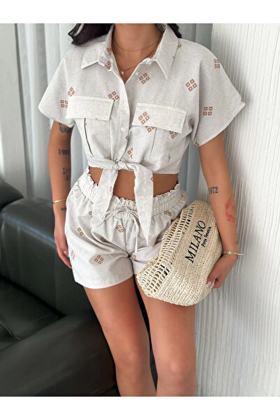 ZENGEZUR MALL Drnds Shirt Shorts Linen Suit S1052-1056 White (215000) (Size: L)