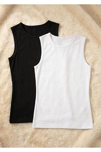 Loule Premium Cotton 2-Piece Zero-Sleeve Women's Undershirt - Cotton Stretchy & Anti-Sweat Fabric