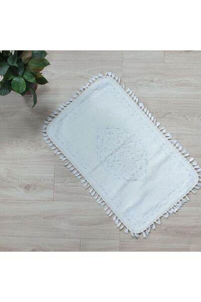 Reiashn سجادة أرضية تركي أبيض قطن 100% 50*80 CM