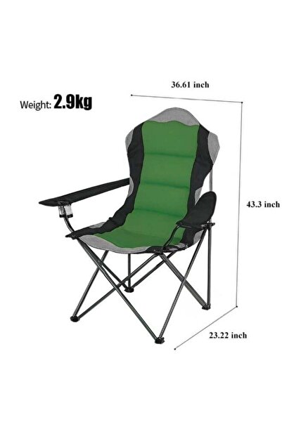 VİO كرسي خارجي كبير قابل للطي ومبطن وظهر مرتفع مع حامل أكواب - يدعم حتى 140 كجم