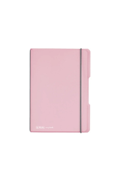 Herlitz Caiet de dicționar MY.BOOK FLEX A5 40F 80GR, copertă roz transparentă, elastic gri