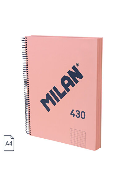 Milan A4 math notebook 120 spiral pages hardcover pink (collection 430) -