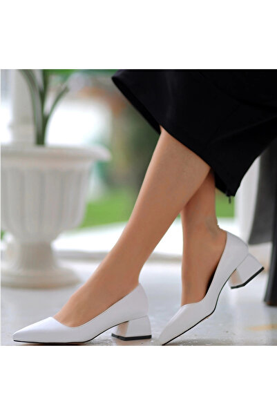 ZENGEZUR MALL Drnds Desniy White Leather Heeled Shoes (222700) (Size: 38)