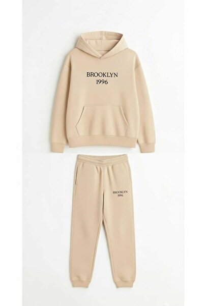 woonkey Premium Oversized Tracksuit Set Hooded Hoodie Jogger Brooklyn Design Soft Textured 2-Piece Set